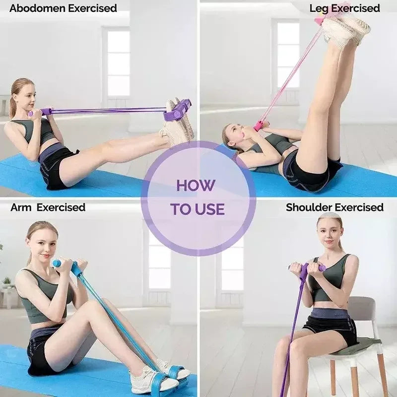 4/6 Tubes Multifunctional Gym Resistance Bands Portable Pedal Tensioner Home Gym Equipment Sit-up Aid Abdominal Training