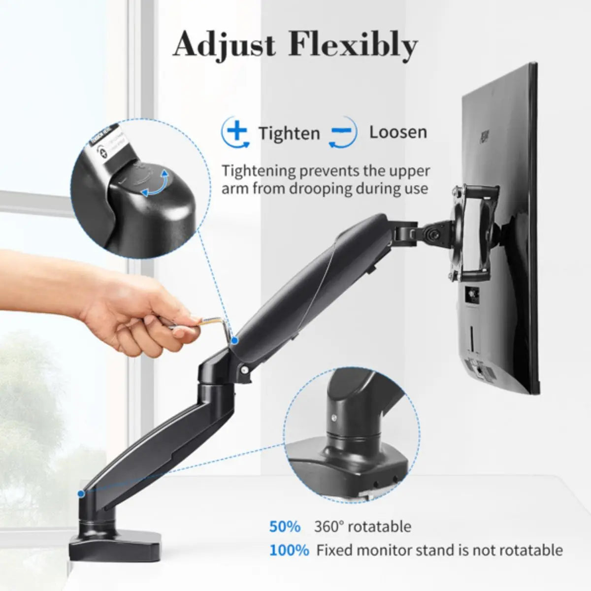 Single Monitor Mount for 15-27 inch Screens Height Adjustable Monitor Arm Home Office Monitor Stand Black - black