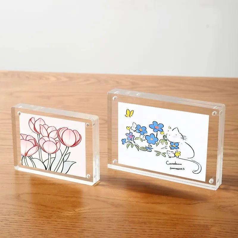 2 Packs Magnetic Transparent Acrylic Photo Frame High-quality Acrylic For Office Home Decor DIY Picture Photo Frame