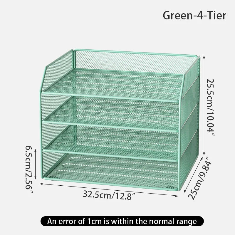 Metal file rack desktop file storage box integrated multi-layer document rack office desk bookshelf book stand