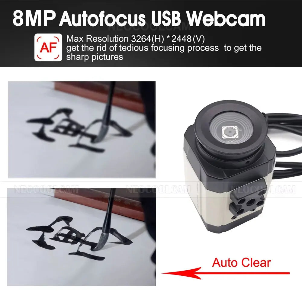 NEOCoolcam HD 4K Autofocus USB Webcam 3264 x 2448 MJPEG UVC 8MP IMX179 Video Live PC Camera for Meeting Document
