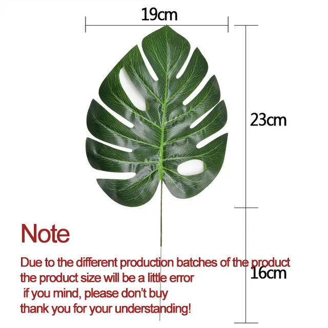 10-20 Pcs Artificial Plants Tropical Monstera Palm Leaves Simulation Leaf For Hawaiian Theme Party Decor Home Garden