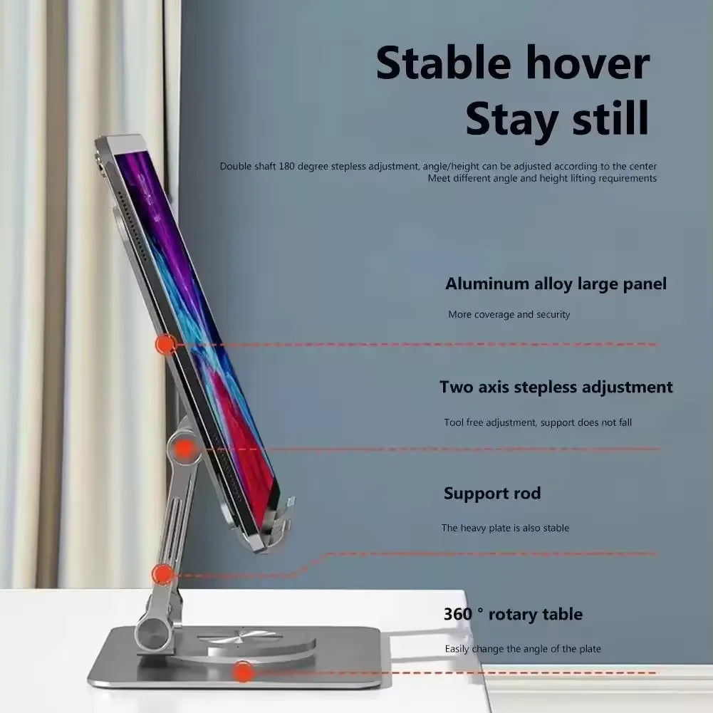 360° Rotatable Tablet Stand Adjustable Foldable Desktop Stand Holder Compatible For 4.7-12 Inch Ipad Pro/Air/Min Laptop