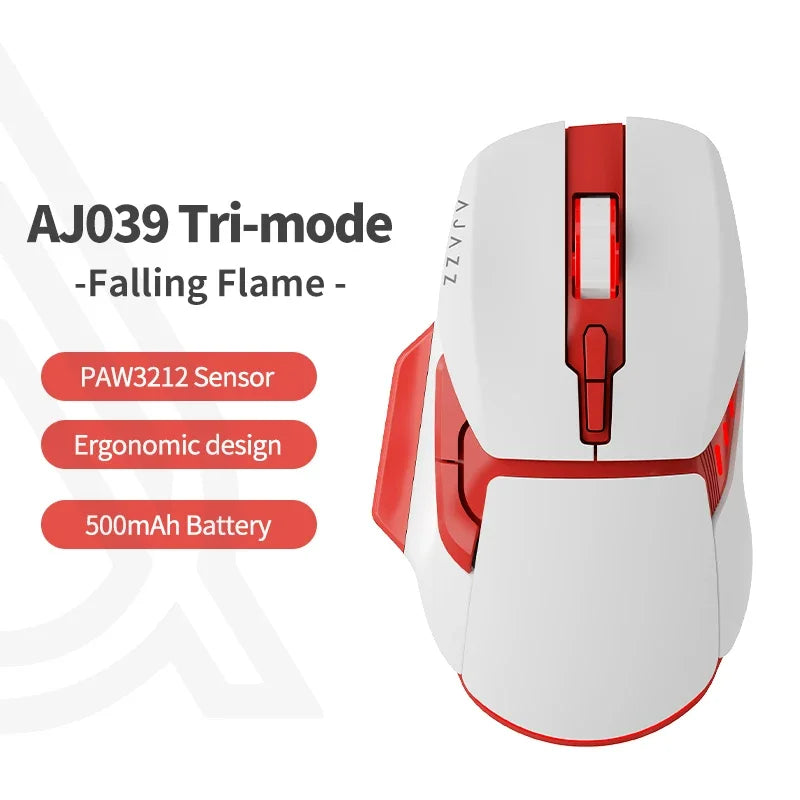Ajazz Aj039 Rgb Mouse Tri-Mode Usb 2.4G Wired Wireless Bluetooth Mouse Gaming 7200Dpi Ergonomic Gamer Mice for Pc
