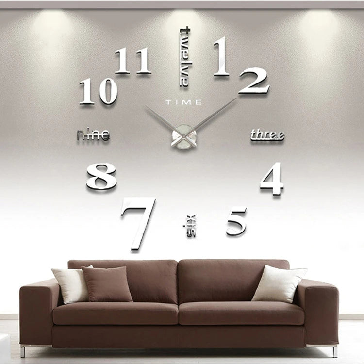 NEW Modern Design Large Wall Clock 3D DIY Quartz Clocks Fashion Watches Acrylic Mirror Stickers Living Room Home Decor