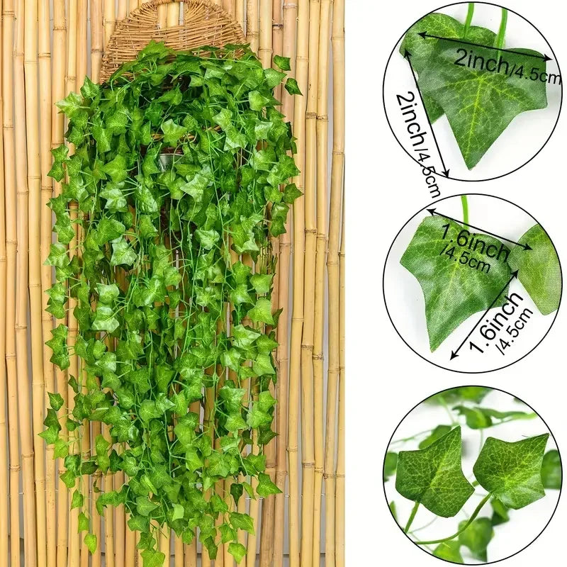 Artificial Green Ivy Leaf Rattan Creeper Leaves Vine Hanging Garland DIY Fake Flowers Plants for Garden Wedding Party