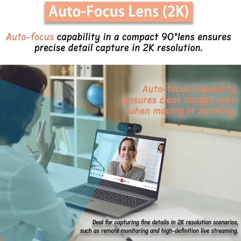 EXHQDR WEBCAM 4K/2K/1080P U autofocus suitable for video conferencing webcast. Plug and play built-in noise reduction