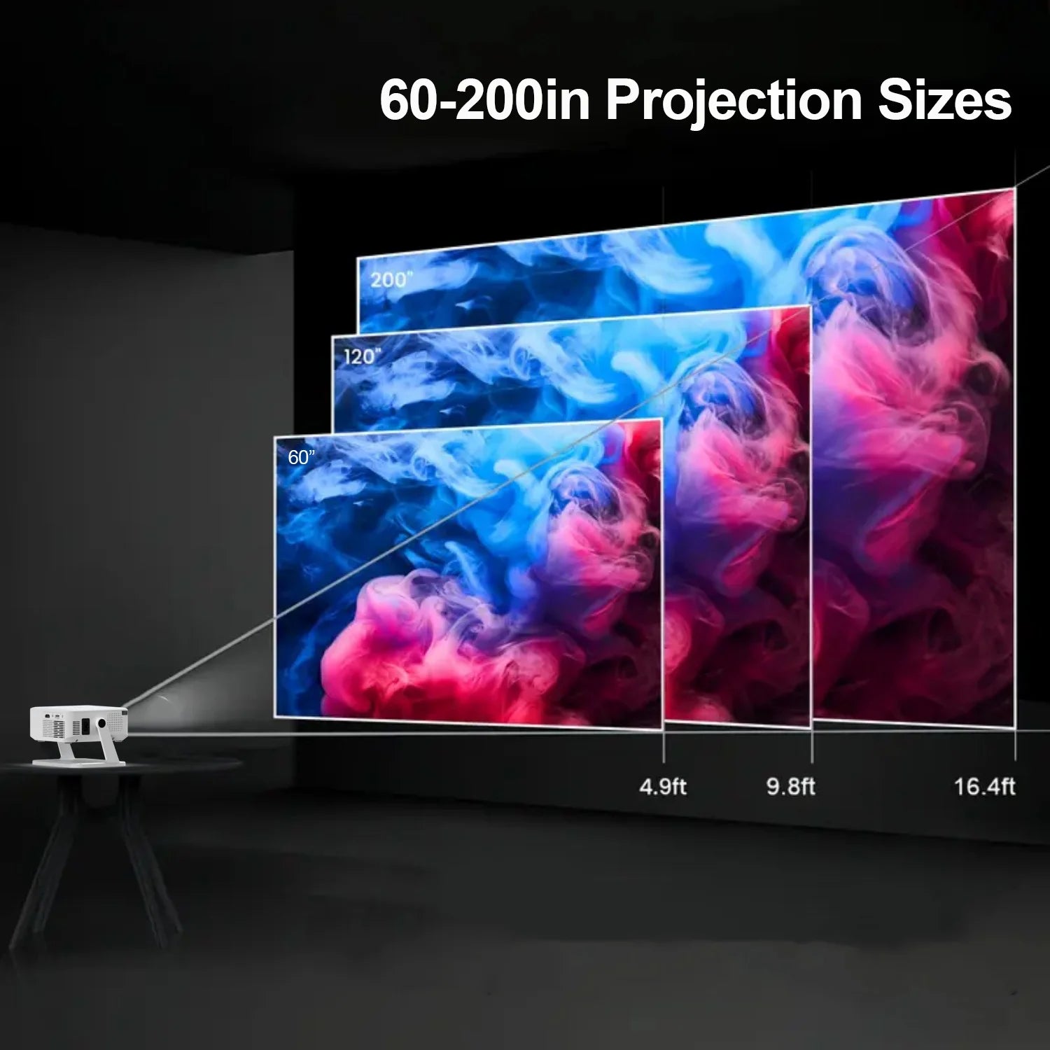 Digital Projector Android With Holder HD Video Smart Projector Outdoor with HDMI USB Wireless Connection for Home