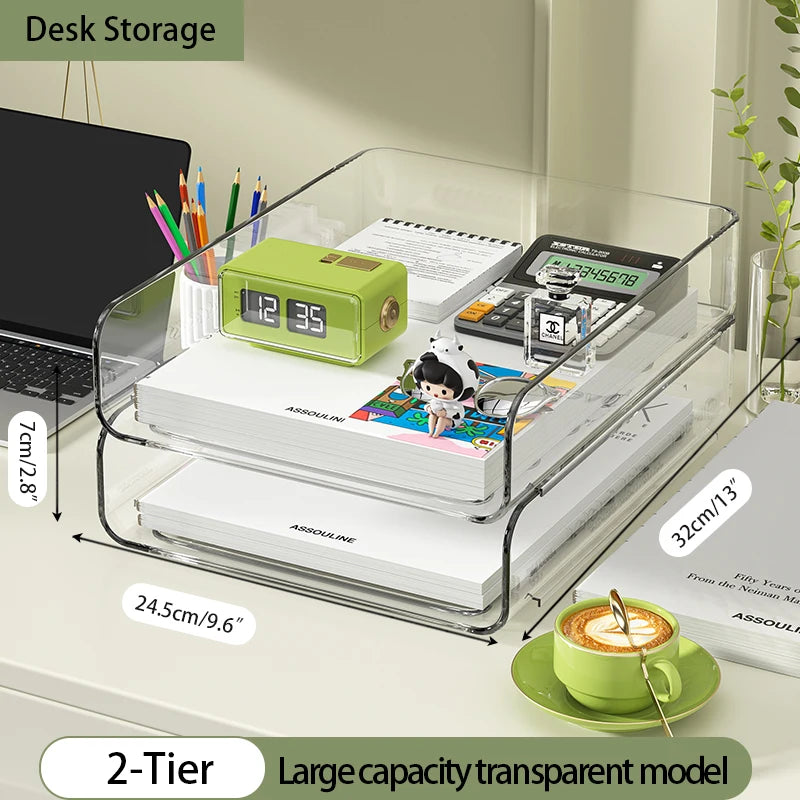 Paper Organizer Letter Tray 4 Pack Acrylic Stackable Desk File Organizer,Clear File Organizer for Desk Office Organizer