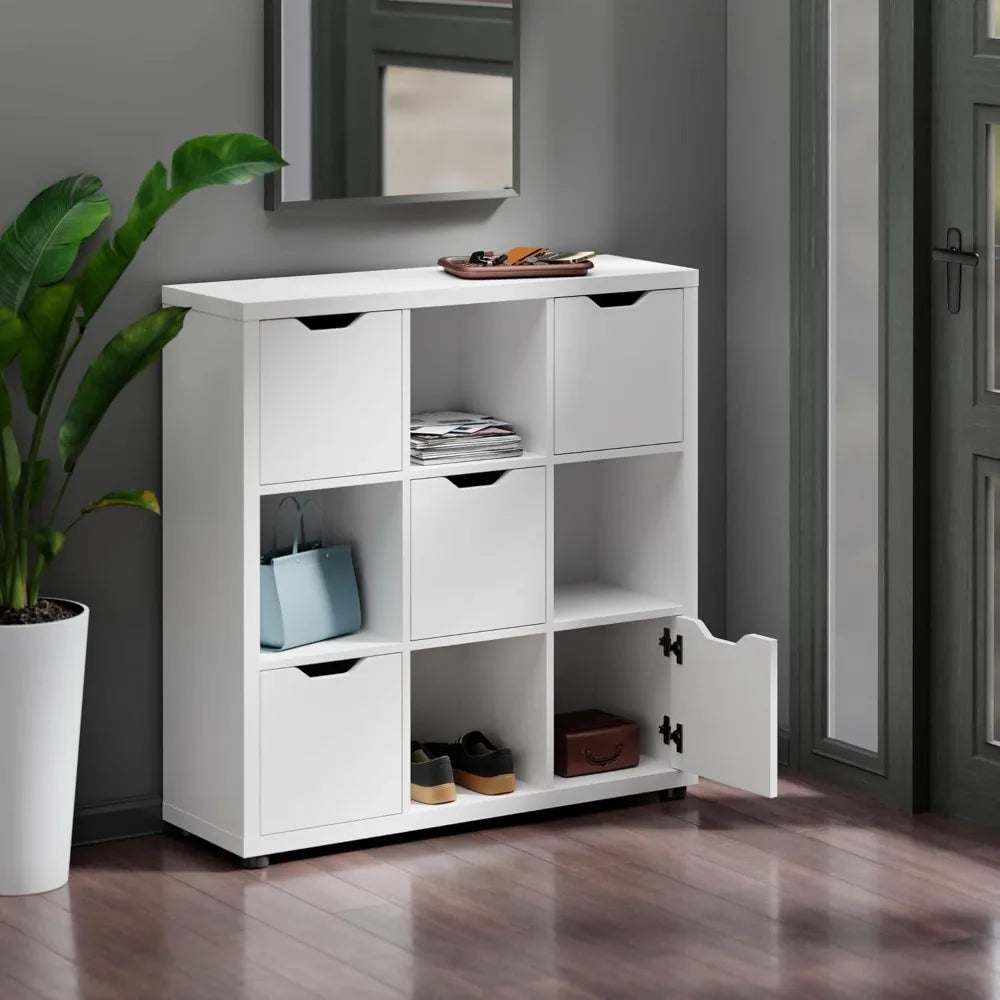 Julian 3x3 Storage Cabinet for Living Room Home Office White - United States / White