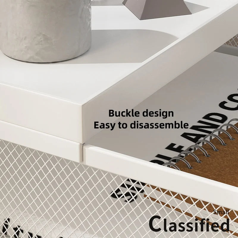 Metal File Stack Stackable Desk Organizer Office Desktop Organizer Multilayer File Tray with a Hanging Pen Holder Desk