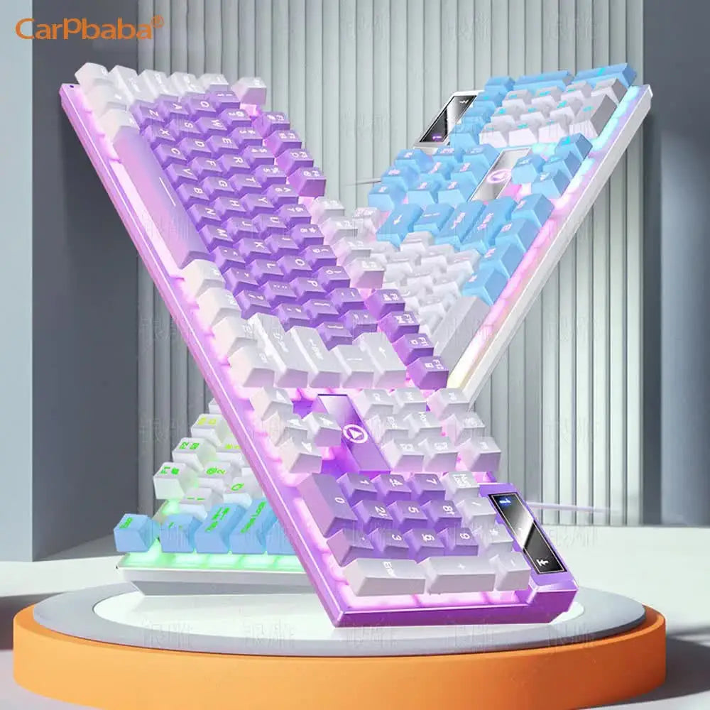 Carpbaba K500 104 Key USB Wired Gaming Keyboard Color Backlit Mechanical Hand Feel Keyboard for Computer Laptop PC