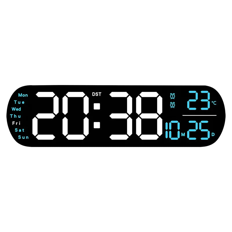 13.78 Inch Remote Control Digital Wall Clock Mood Lighting Timing Countdown 2 Alarm Auto Dimmer DST Plug In Use LED