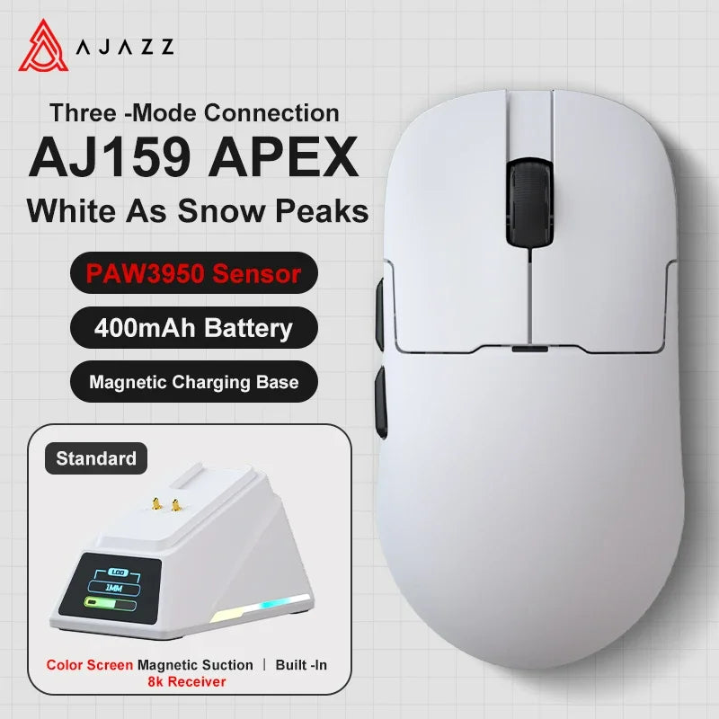 AJAZZ AJ159 APEX/AJ159PRO Wireless Gamer Mouse with RGB Magnetic Charging Base Lightweight AJ159P Gaming Mouse for PC