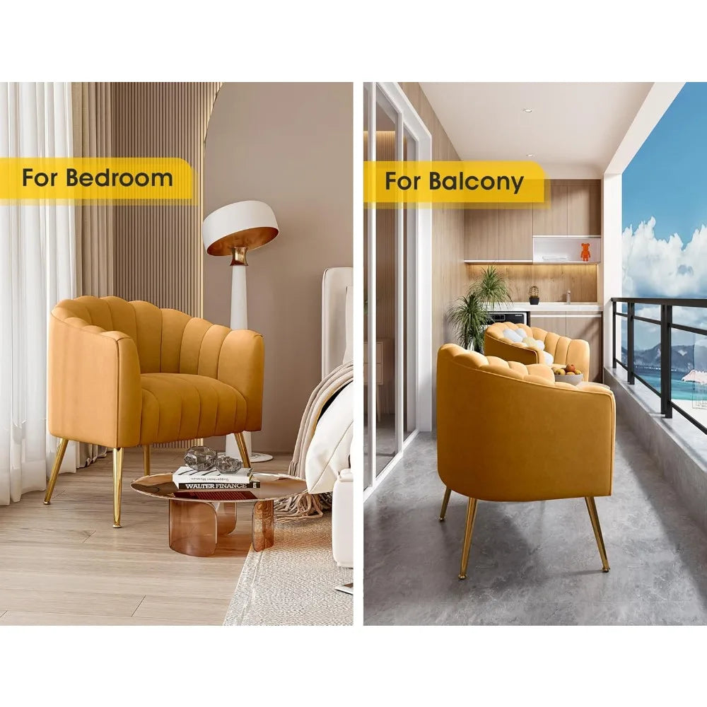 Oversized Pumpkin Couch Accent Chair Modern Comfy Velvet Upholstered Barrel Chairs Luxury Single Sofa Armchair