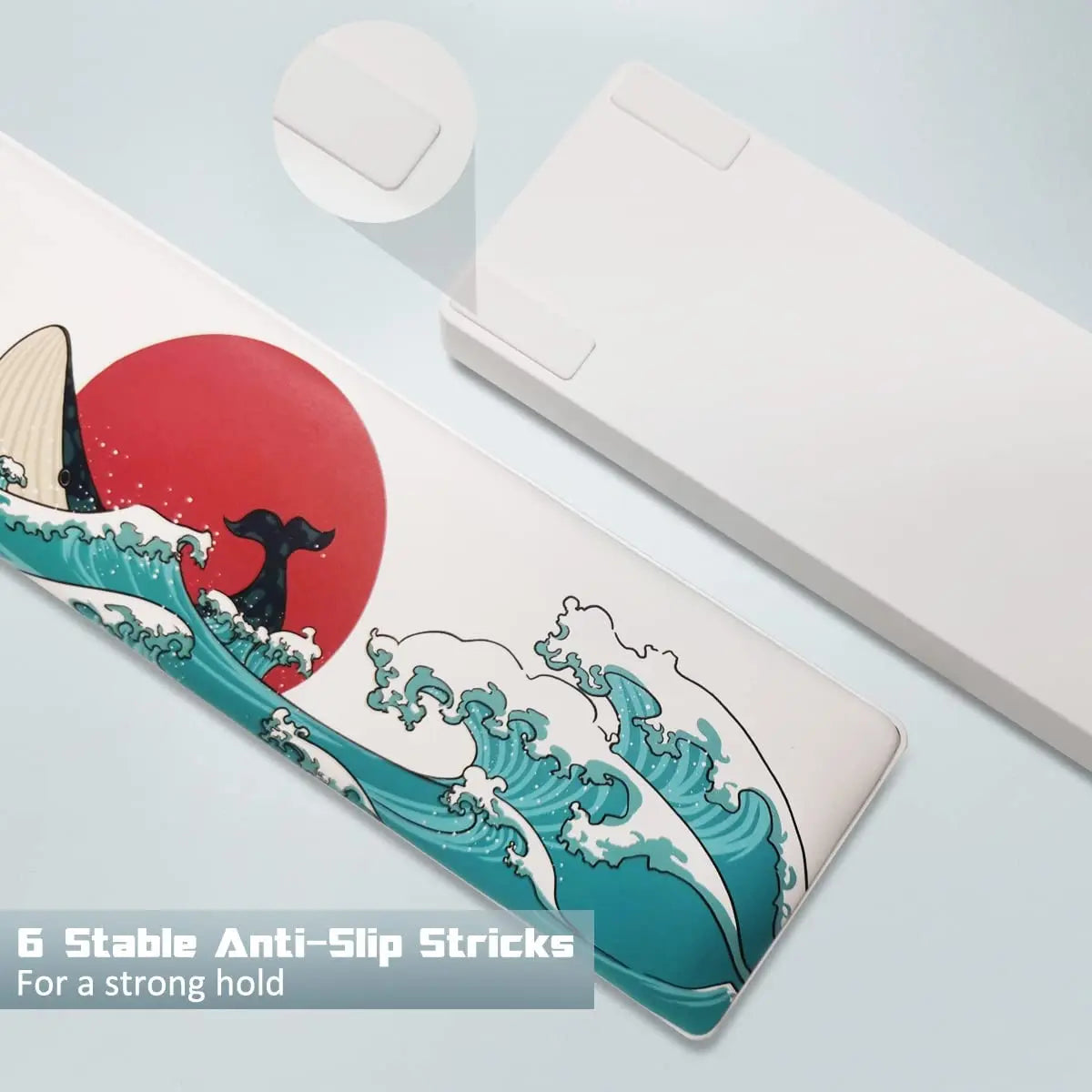 61 87 104 Mechanical Keyboard Wrist Rest Pad Coral Sea Ergonomic Soft Memory Foam Wrist Support with Anti-Slip Rubber