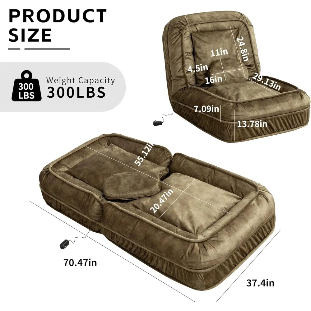 Human Dog Bed-Lazy Sofa Chair,5 Adjustable Tatami Bean Bag with Massage Pillow,Multi-Functional Floor Sofa Bed