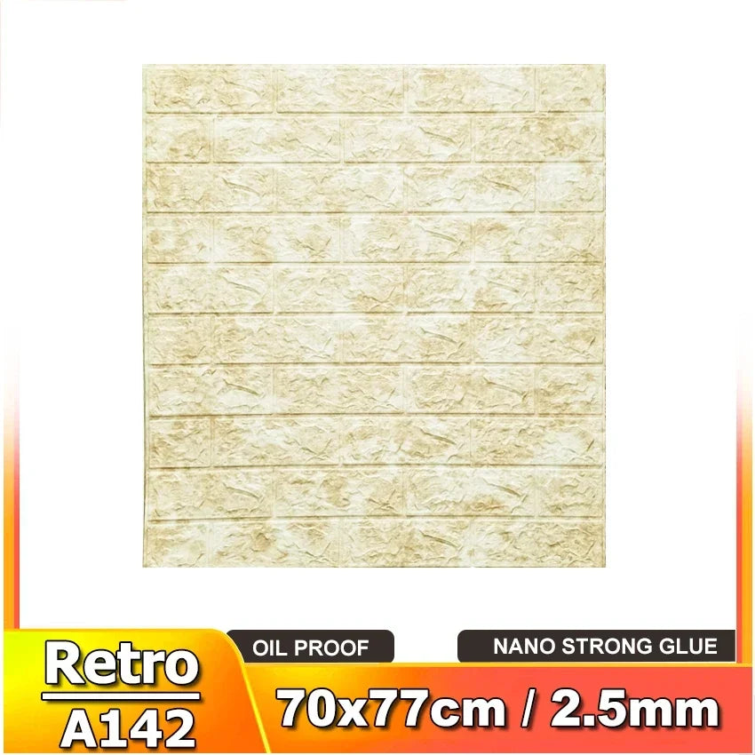 5/10/12PCS Wall Stickers Paper thick 2.5mm New 3D Retro Wallpapers Home Decor at Living Room Kitchen Office TV Backdrop