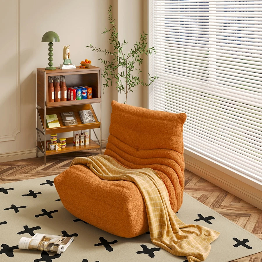 Sleep Tatami Single Small Lazy Sofa Caterpillar Balcony Reclining Leisure Chair Net Red Bedroom Can Lie - Orange