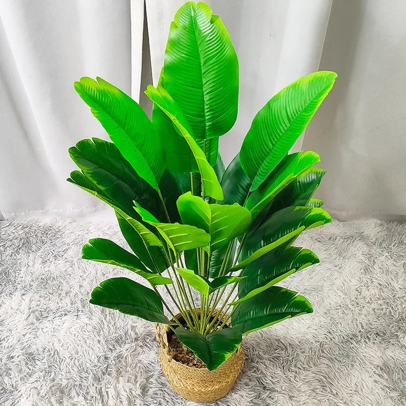 1pcs 24 Leaf Artificial Banana Tree Fake Palm Leaves Monstera Leaf Large Tropical Palm Tree Real Touch Green Plant Home