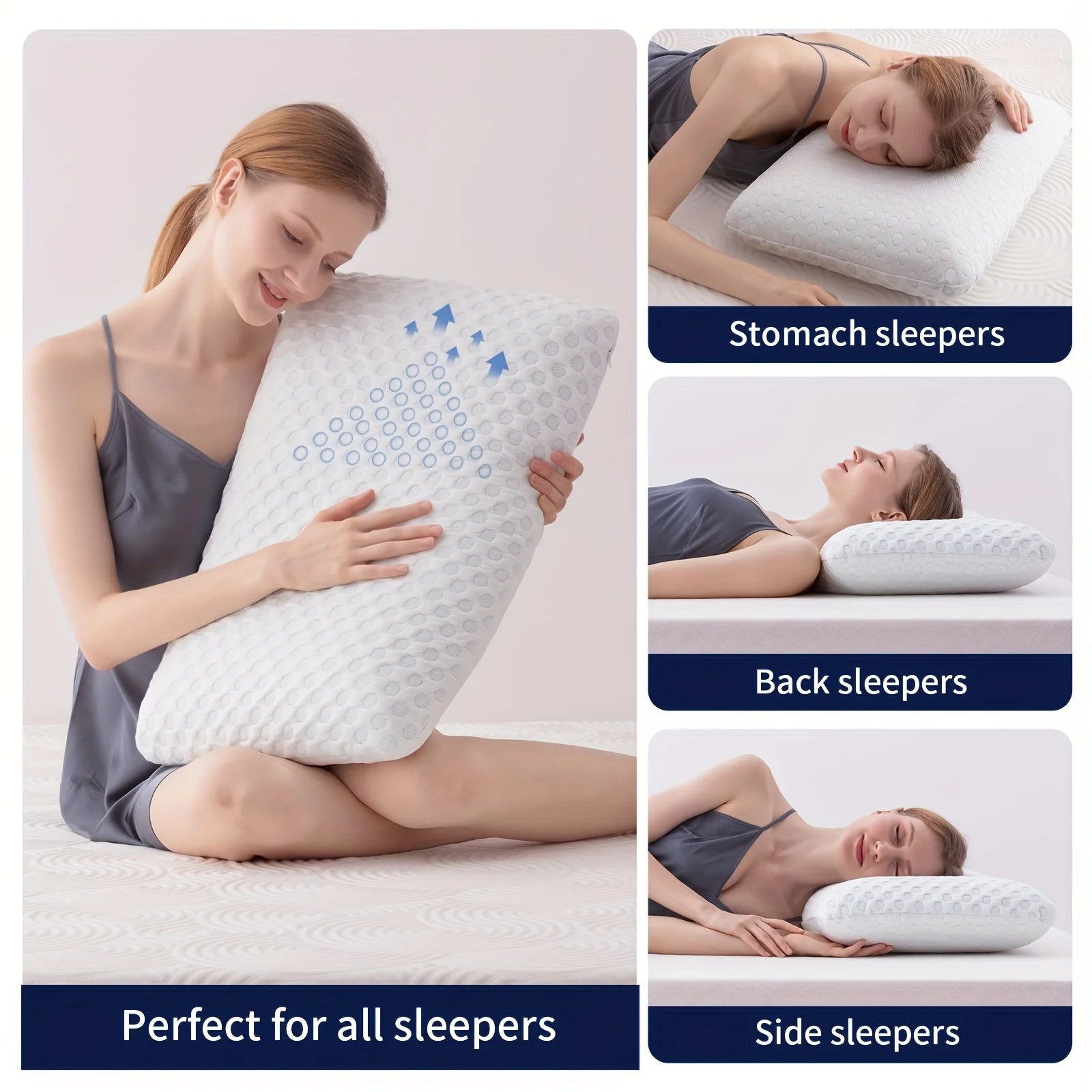 MUUEGM Cervical Pillow For Neck Strain Relief Memory Foam Neck Pillow For Sleeping Contour Cooling Pillow For Side