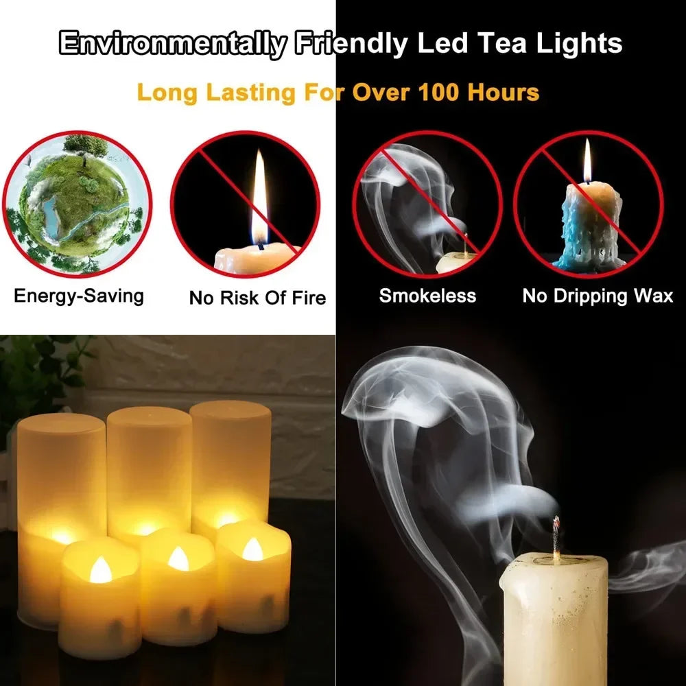 6 Pack USB Rechargeable Flameless Candles with Remote Realistic Battery Operated LED Votive Tea Lights Electric Fake