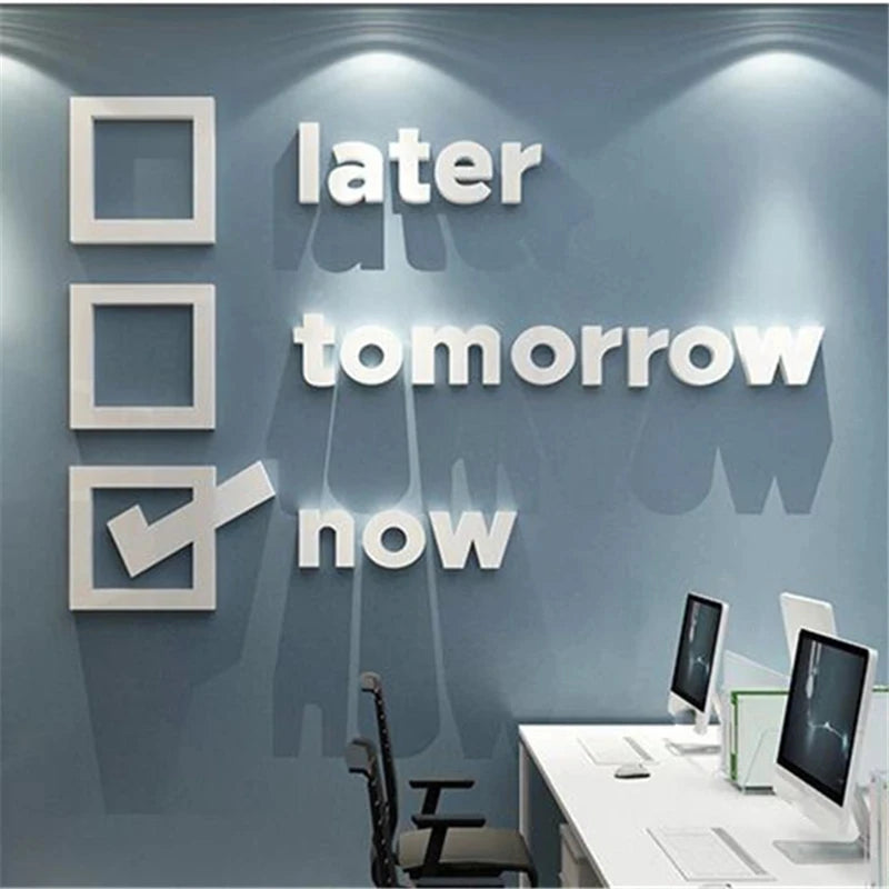 Acrylic 3D Stereo Office Wall Decor Stickers Meeting Room Background Wall Stickers School Classroom Letter Wall Stickers