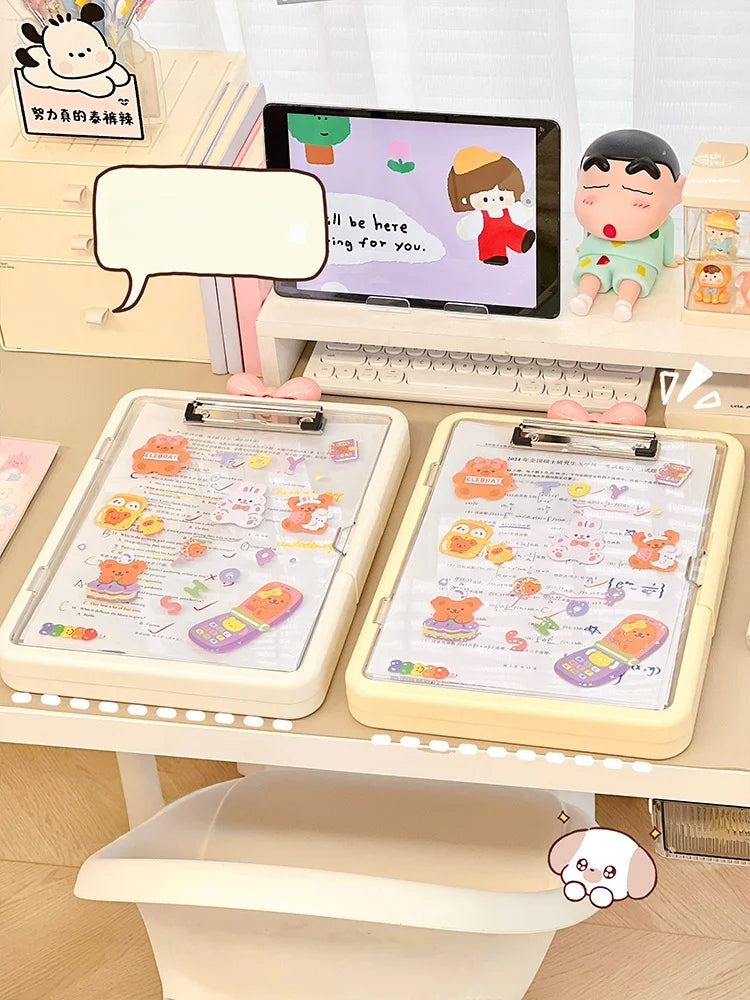 Simple Ins Sle Student Test Paper Storage Box Desktop Organizer Cute Cartoon Plastic File Cabinet Writing Desk Accory