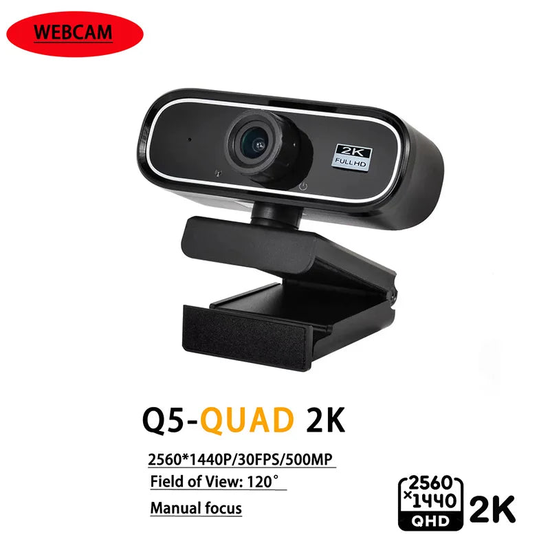 EXHQDR UHD 4K USB Webcam New Upgraded Model with 120° Wide-Angle Lens and Manual Focus. This plug-and-play computer