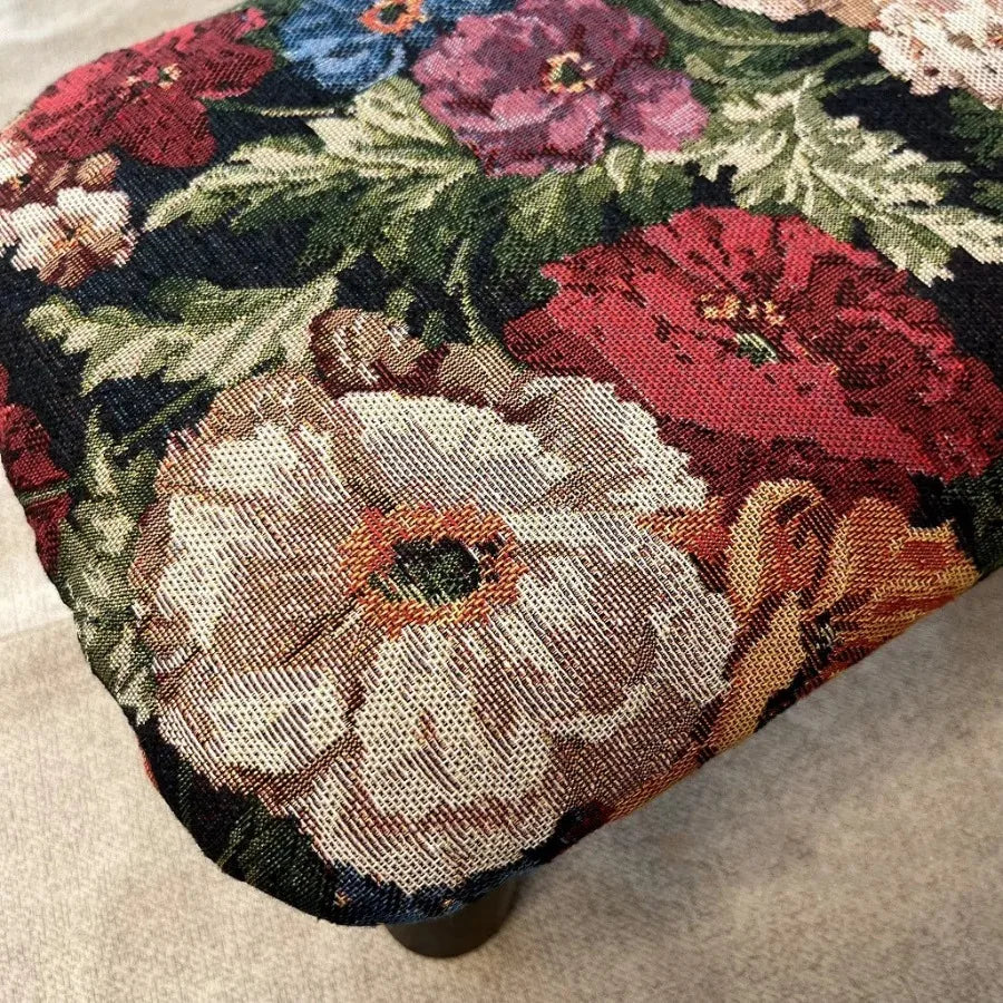 Retro Furniture Flower Footrest Thickened Sponge Stool Handmade Small Stool Classical Durable Entrance Shoe Changing