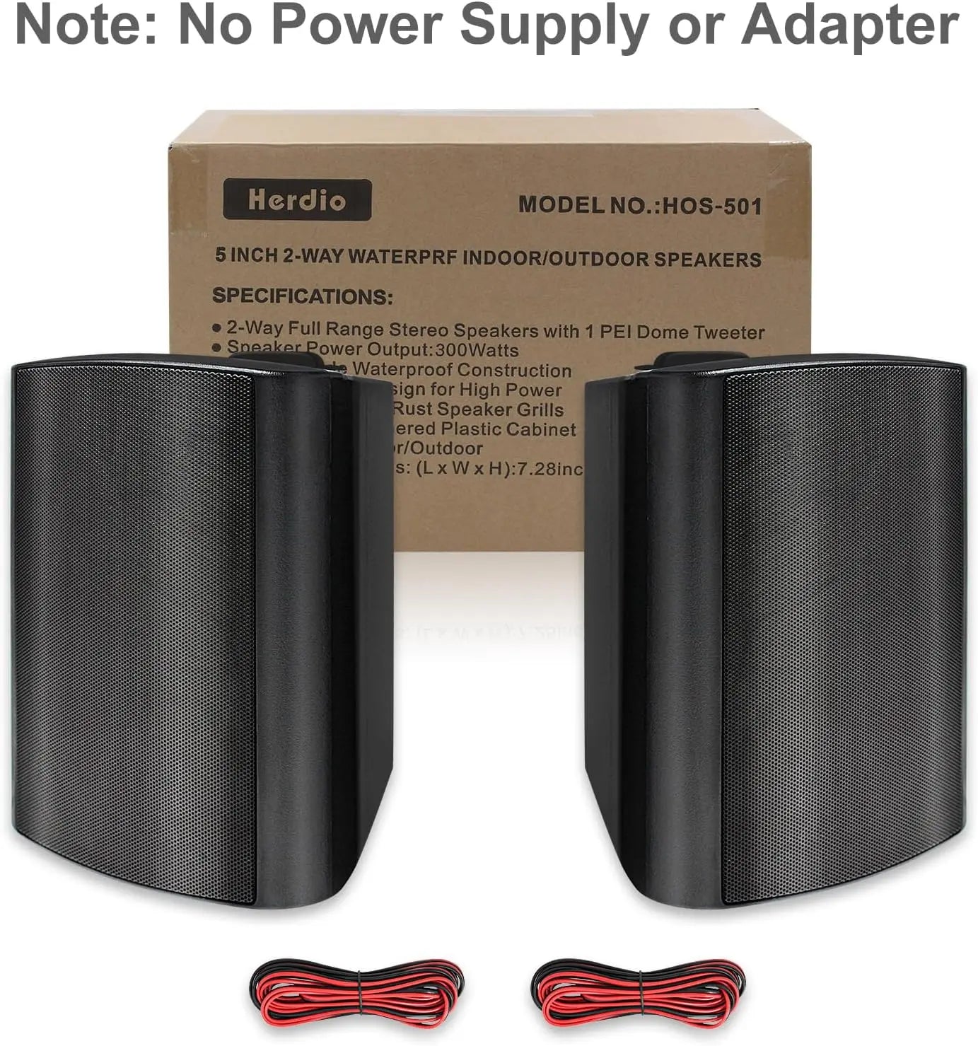 Herdio 2PCS 5.25‘’ 300 Watts Passive Wired Indoor Outdoor Patio Deck Speakers All Weather Wall Mount System For Patio