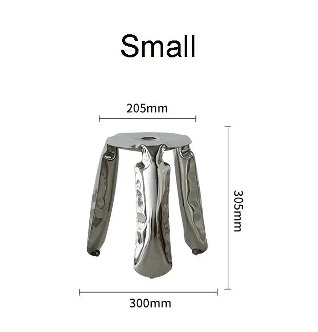 Living Room Modern Footrest Interior Round Luxury Art Stainless Steel Balloon Stool Metal Three-legged Design Low Stool