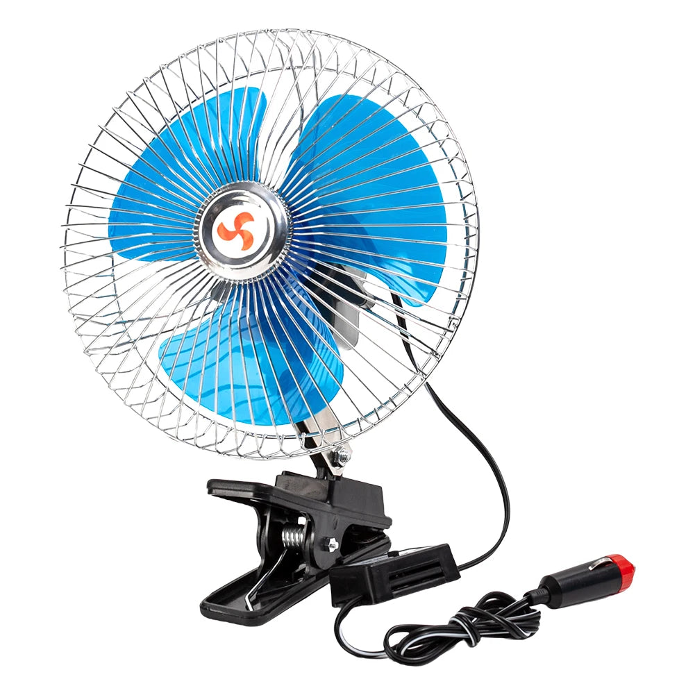 Portable Car Cooling Fan 12V 24V Oscillating Strong Air Cooler Adjustable Speed for Hot Summer Drives - 12V / United