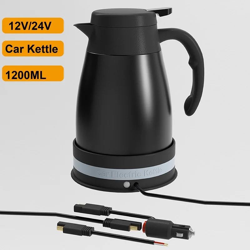 12V 24V Car Kettle Truck Water Heater Large Truck Portable Travel Outdoor Electricer Kettle 304 Stainless Steel Kettle