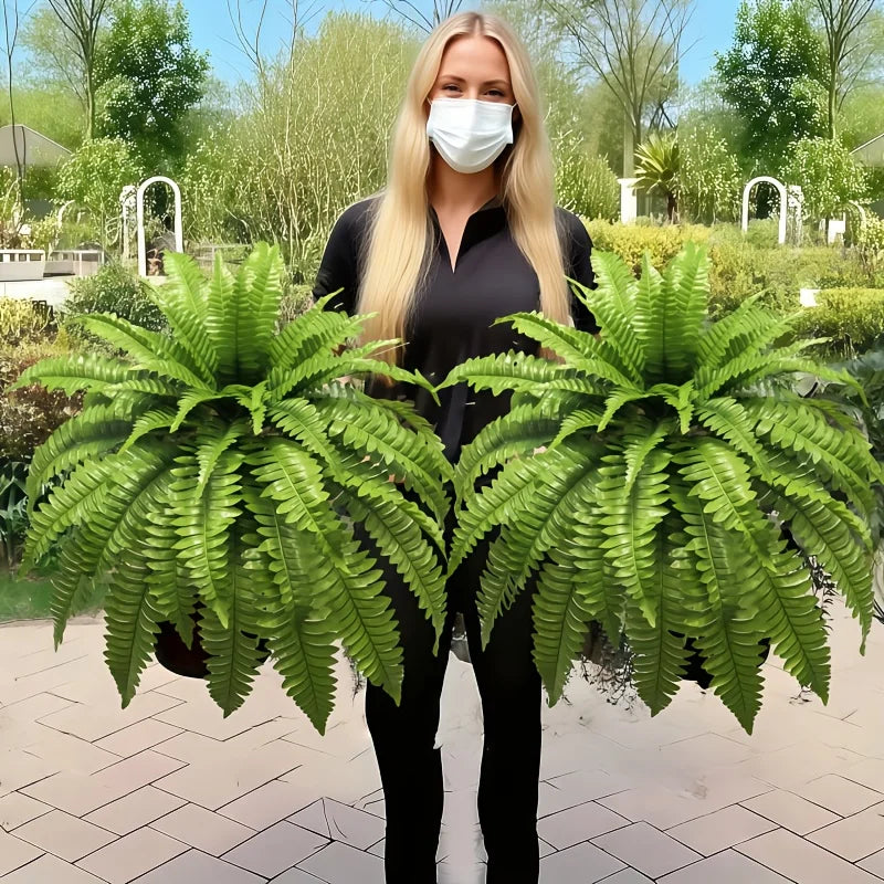1PC Large Boston Fern Artificial Plants Realistic Faux Greenery for Home Office Garden Porch Wedding Anniversary