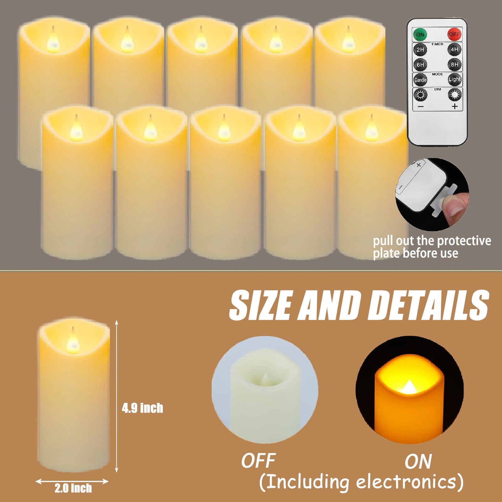 10-240Pcs LED Flickering Candles Wedding Flameless Candle Battery Operated Candles with Remote Control Flickering