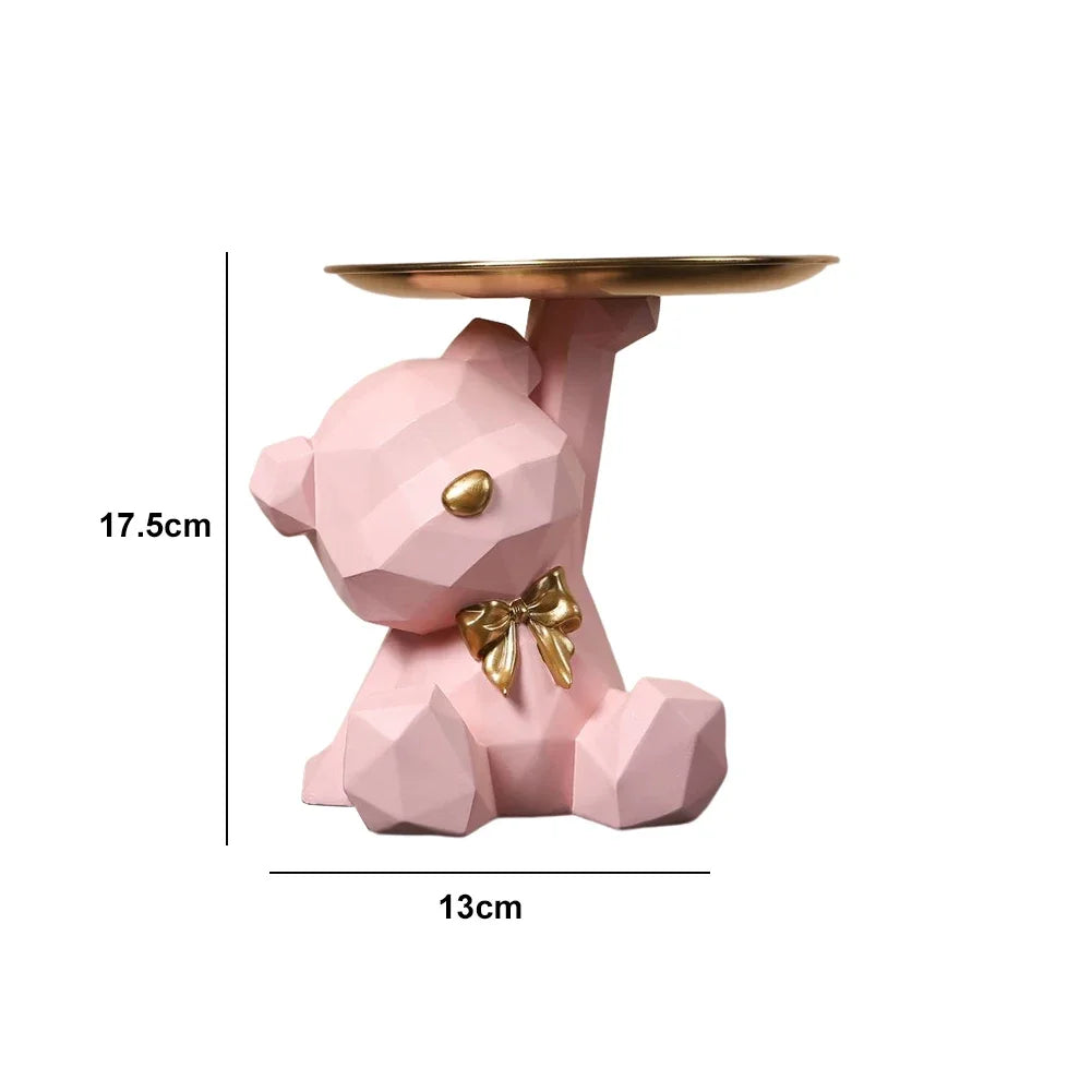 Resin Storage Box Crafts Geometric Bear Resin Desk Decoration Candy Sundries Household Supplies for Office Coffee Shop