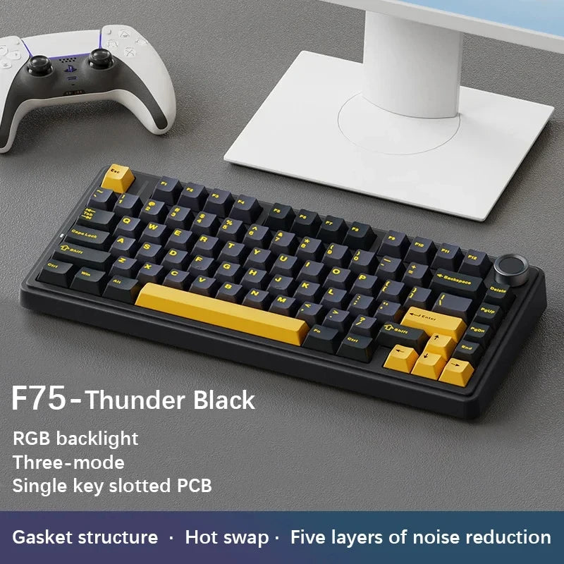 AULA F75 2.4G Wireless/Bluetooth/Wired Gaming Mechanical Keyboard RGB Customized 75% Layout OEM Profile Gasket