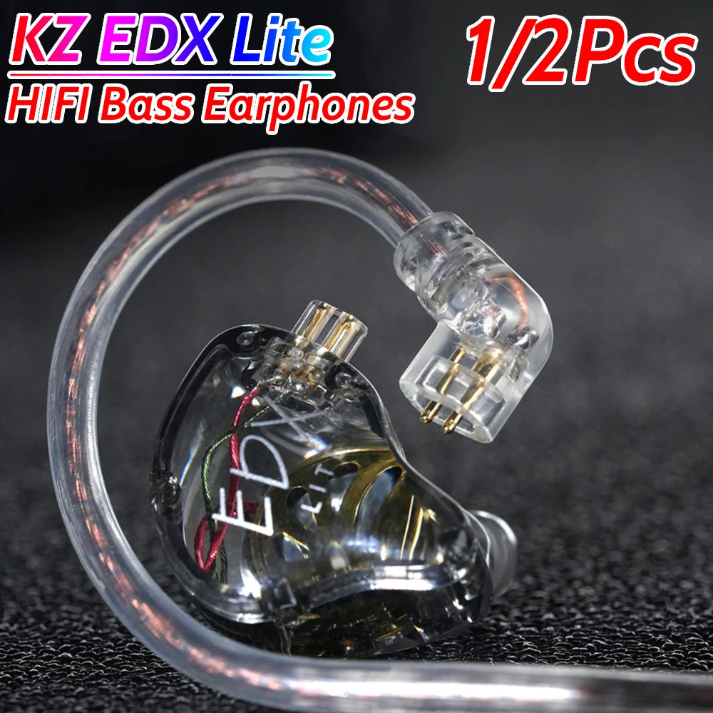 KZ EDX Lite IEM Monitor Headphones Dynamic HIFI Bass Music Earbuds In Ear Wired Earphones Noise Cancelling Sport Gaming