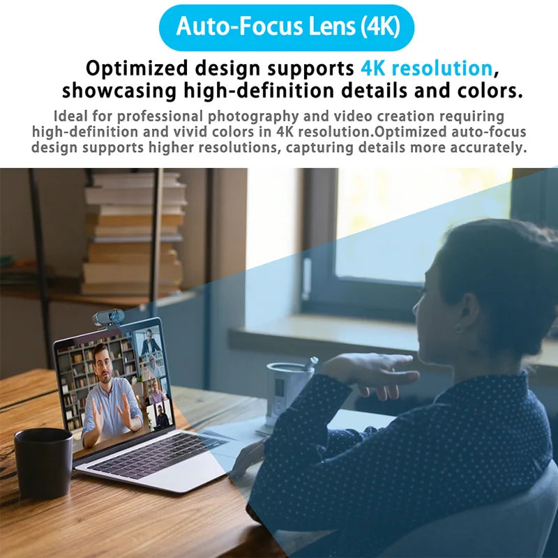 EXHQDR WEBCAM 4K/2K/1080P U autofocus suitable for video conferencing webcast. Plug and play built-in noise reduction
