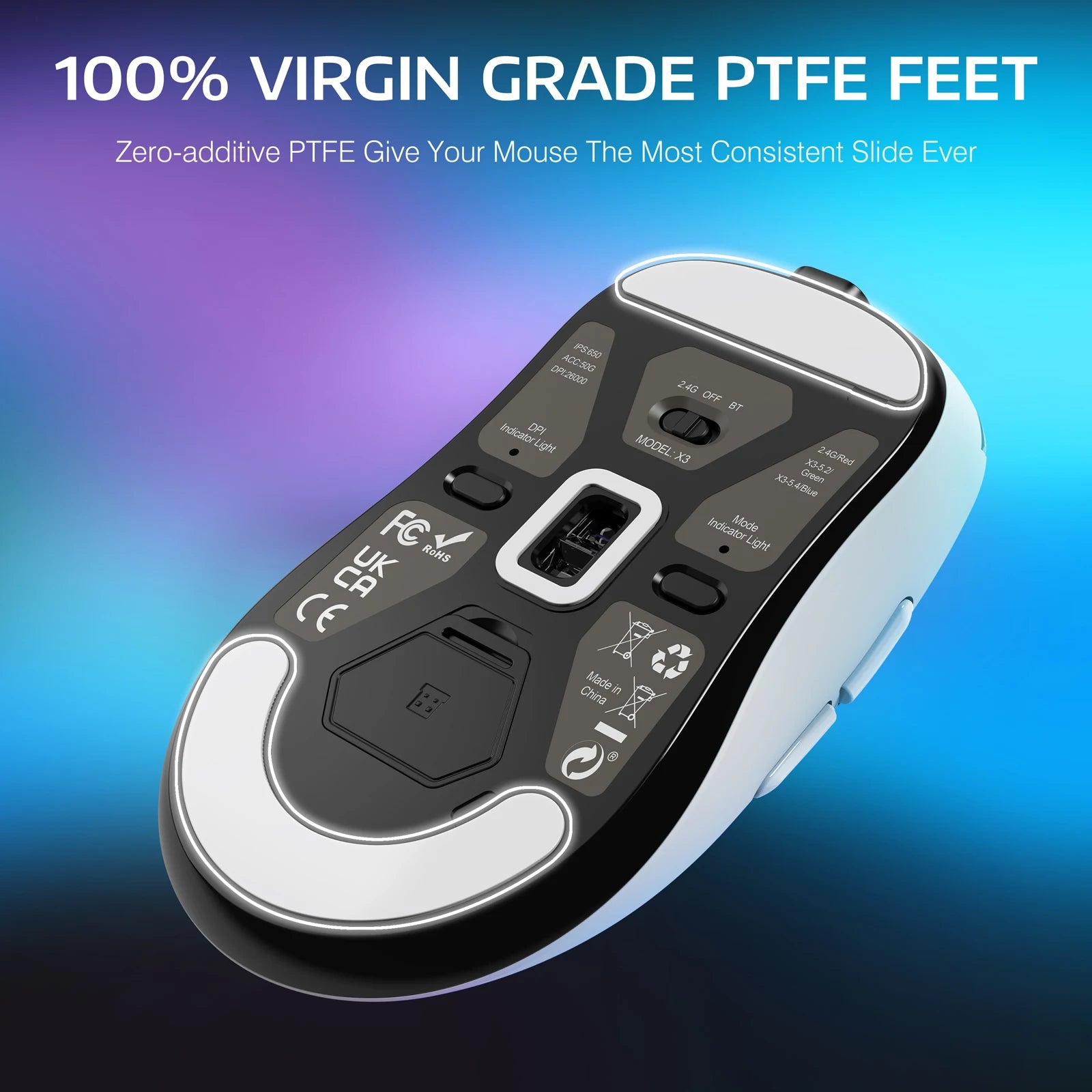 ATTACK SHARK X3 Wireless Gaming Mouse,49g Ergonomic PC Mouse,Triple Modes PAW3395 26K DPI Optical Sensor,Programmable