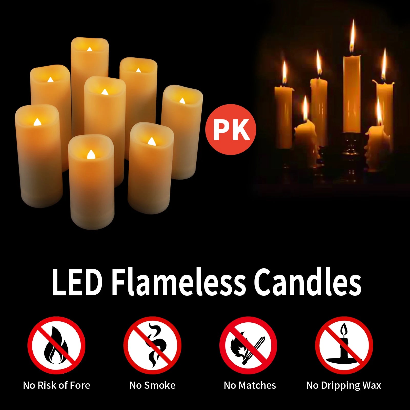 24/48Pc Waterproof Flameless LED Electronic Candles 4’’ 5’’ 6’’ 7’’ LED Tealight with 10-Key Remote 2/4/6/8Hour Cycling