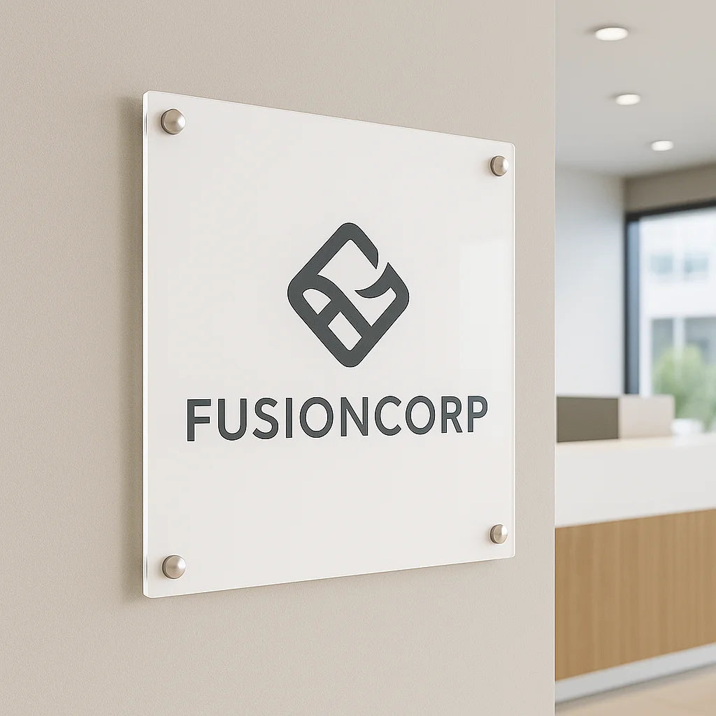 Custom Acrylic Business Logo Sign White Perspex Wall Plaque for Office Reception Beauty Salon Studio Aesthetic Wall