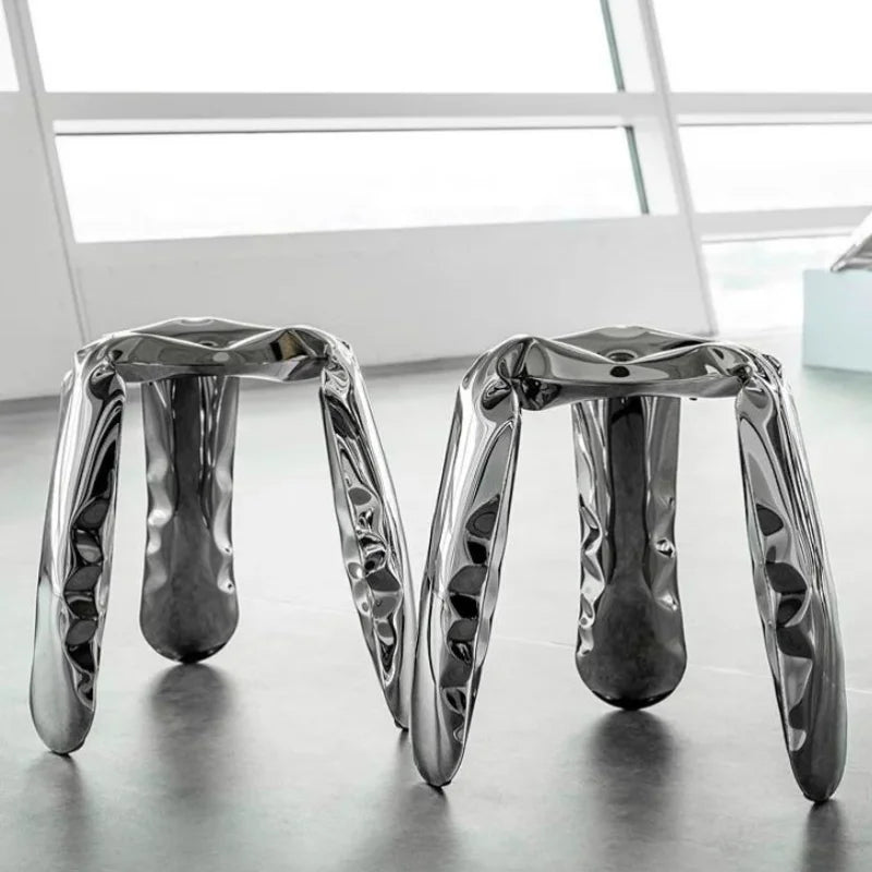 Metal Stainless Steel Ottomans Low Shoe Changing Stools Nordic Living Room Multifunctional Small Footrest Portable