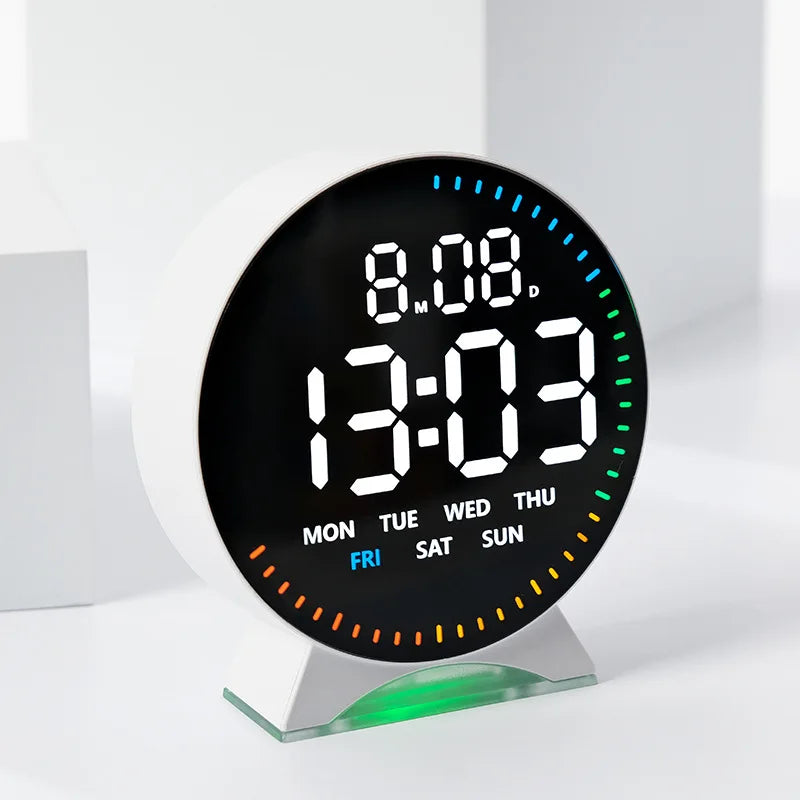 Personalized Jumping Seconds Display Electronic LED Alarm Clock Desktop Ambient Light Decor USB Table Clock with Auto