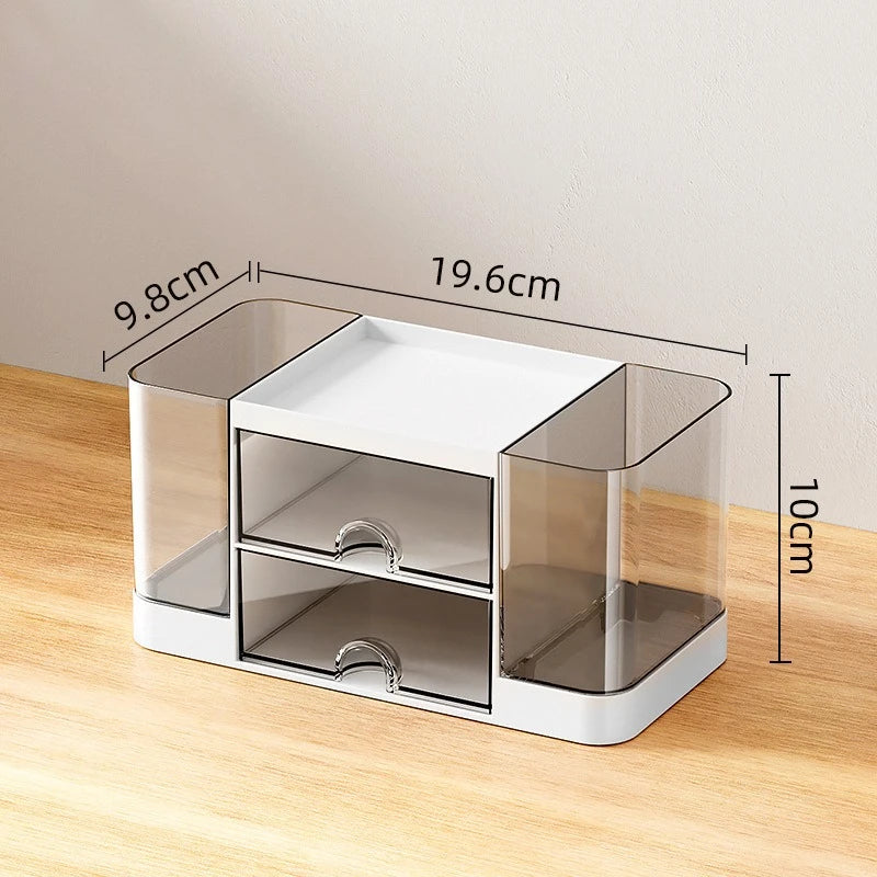 1PC Plastic Desktop Transparent Drawer Box Student Stationery Storage Box Makeup Table Skin Care Products Storage