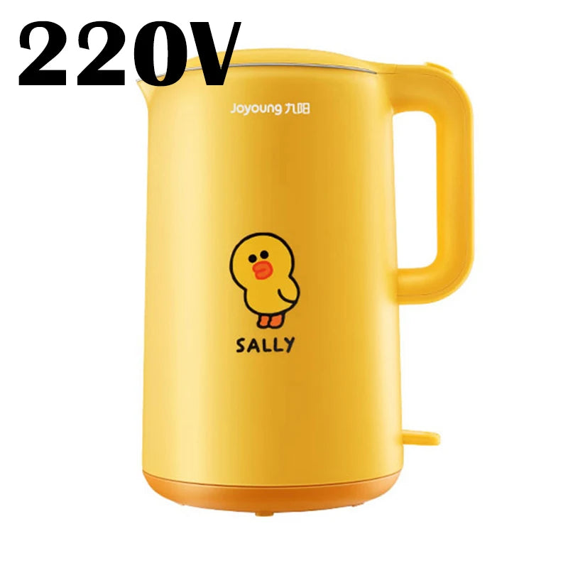 Joy 1.7L oung electric kettle 304 stainless steel double layer anti-scalding boiling water pot 1800W cartoon friend