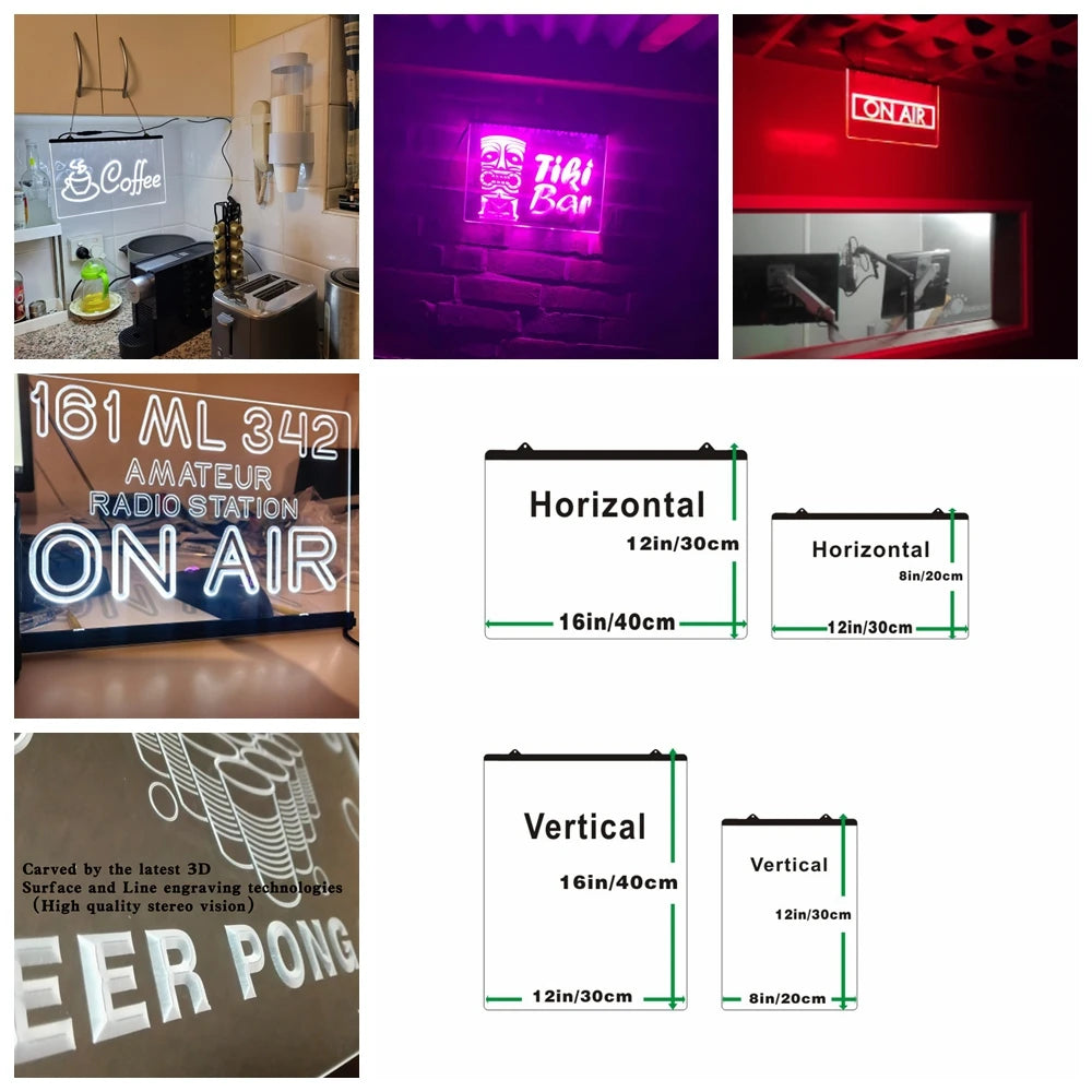 Pioneer Vu LED Neon Sign-3D Carving Wall Art for Home,Room,Bedroom,Office,Farmhouse Decor