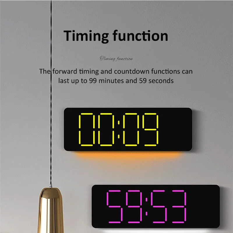 13’’ Large Digital Alarm Clock with Remote Control 11Color & Dynamic RGB Display LED Multicolor Ambiance Wall Clocks