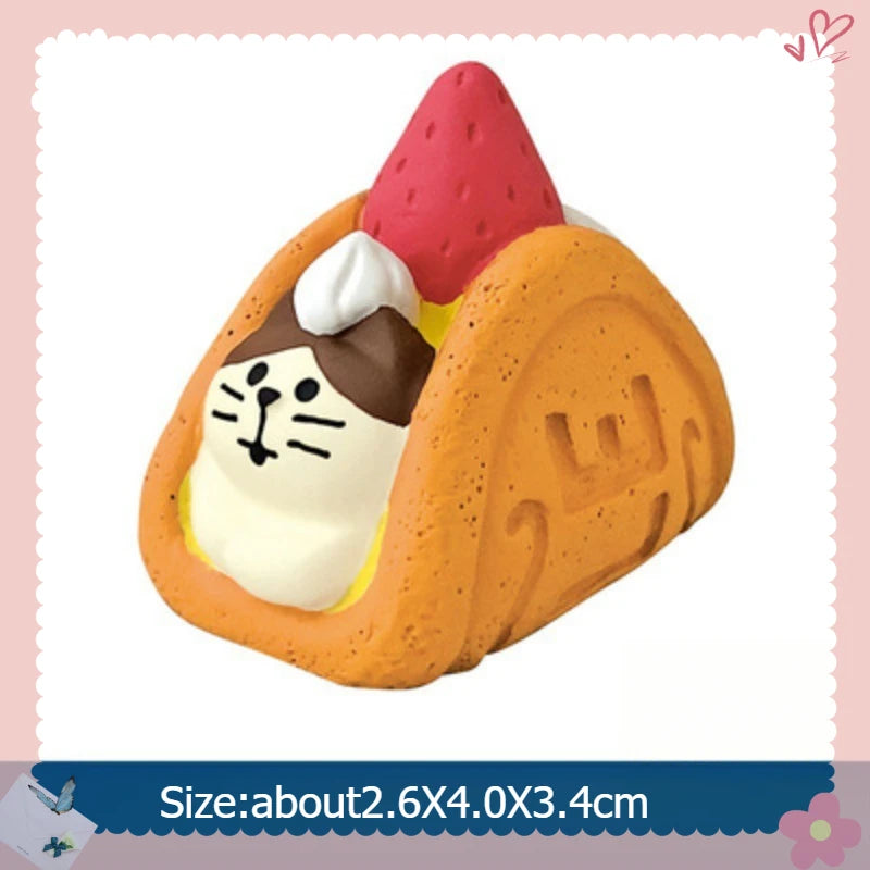 Japanese stlye cat with chocolate food resin Figurines & Miniatures on the desk room decoration gift home accessories